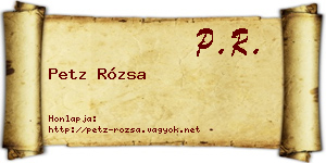Petz Rózsa névjegykártya